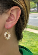 Load image into Gallery viewer, 14K Yellow Gold Diamond Hanging Starburst and Diamond Earrings
