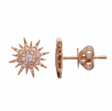 Load image into Gallery viewer, 14K Gold Large Diamond Starburst Earrings
