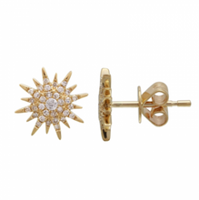 Load image into Gallery viewer, 14K Gold Large Diamond Starburst Earrings
