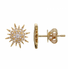 Load image into Gallery viewer, 14K Gold Diamond Starburst Earrings
