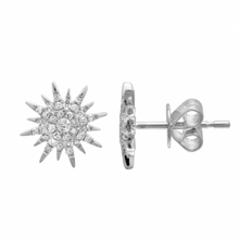 Load image into Gallery viewer, 14K Gold Large Diamond Starburst Earrings
