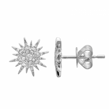 Load image into Gallery viewer, 14K Gold Diamond Starburst Earrings
