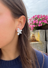 Load image into Gallery viewer, 14K White Gold Baguette Multi-Leaf Large Studs
