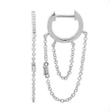 Load image into Gallery viewer, 14K Gold Diamond Chain Huggie Earrings
