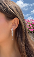 Load image into Gallery viewer, 14K White Gold Diamond Triple Tennis Drop Earrings
