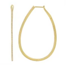 Load image into Gallery viewer, 14K Gold and Diamond Oval Shape Large Hoops
