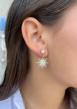 Load image into Gallery viewer, 14K Yellow Gold Starburst Hanging Stud Earrings
