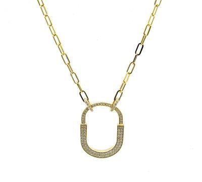 14K Yellow Gold Diamond Paperclip Necklace