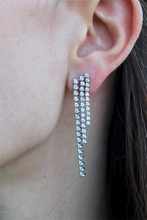 Load image into Gallery viewer, 14K White Gold Diamond Triple Tennis Drop Earrings
