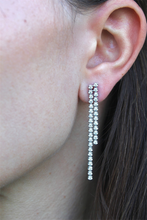 Load image into Gallery viewer, 14K White Gold Double Tennis Drop Earrings
