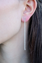 Load image into Gallery viewer, 14K White Gold Long Tennis Drop Earrings
