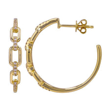 Load image into Gallery viewer, 14K Yellow Gold Diamond Link Hoops
