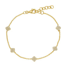 Load image into Gallery viewer, 14K Yellow Gold Diamond Clover Bracelet
