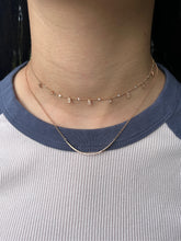 Load image into Gallery viewer, 14k Gold Diamond Curved Bar Necklace
