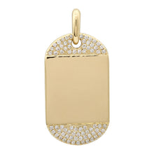 Load image into Gallery viewer, 14K Yellow Gold Diamond Oval Dog Tag Charm
