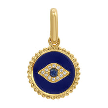 Load image into Gallery viewer, 14K Yellow Gold Diamond Blue Enamel Evil Eye Charm
