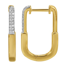 Load image into Gallery viewer, 14K Yellow Gold Half Diamond Hoop Earrings
