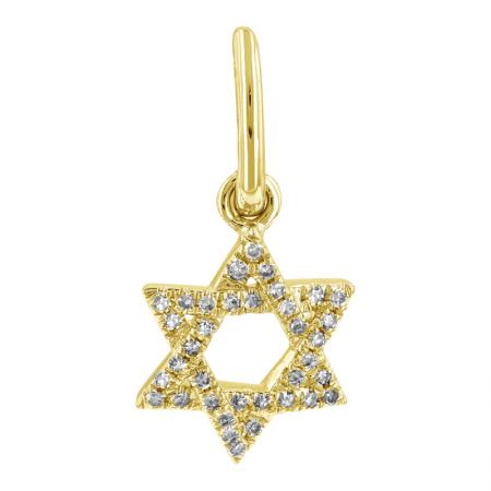14k Gold Diamond Star of David Small Charm