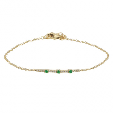 14K Yellow Gold Emerald And Diamond Bracelet