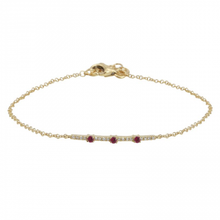 Load image into Gallery viewer, 14K Gold Ruby and Diamond Bar Bracelet
