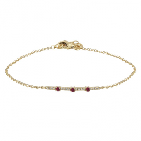14K Gold Ruby and Diamond Bar Bracelet