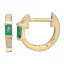 Load image into Gallery viewer, 14K Yellow Gold Sapphire or Emerald Huggie Earrings
