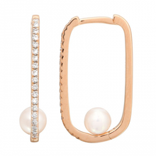 Load image into Gallery viewer, 14K Gold Diamond Pearl Earrings
