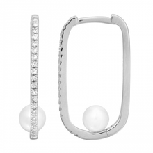 Load image into Gallery viewer, 14K Gold Diamond Pearl Earrings
