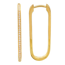 Load image into Gallery viewer, 14K Gold Diamond Long Hoops
