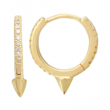 Load image into Gallery viewer, 14K Gold Diamond Spike Huggie Earrings
