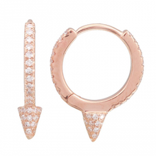 Load image into Gallery viewer, 14K Gold Full Diamond Spike Huggie Earrings
