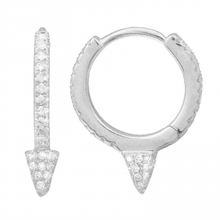 Load image into Gallery viewer, 14K Gold Full Diamond Spike Huggie Earrings
