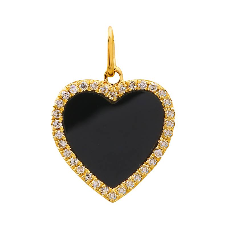 14K Yellow Gold Diamond Black Onyx Charm