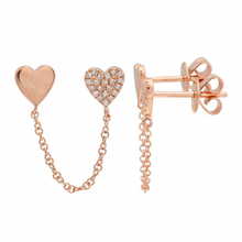 Load image into Gallery viewer, 14K Gold Diamond Heart Double Stud Earring (Sold As Single)
