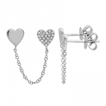 Load image into Gallery viewer, 14K Gold Diamond Heart Double Stud Earring (Sold As Single)
