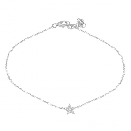 14K Gold Star Diamond Anklet