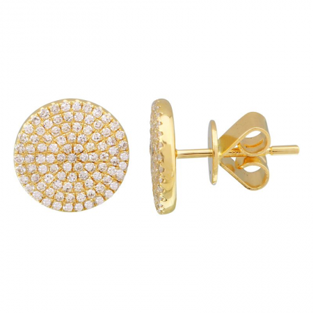 14K Medium Yellow Gold Circle Diamond Earrings