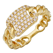 Load image into Gallery viewer, 14K Yellow Gold Squared Diamond Centered Cuban Ring
