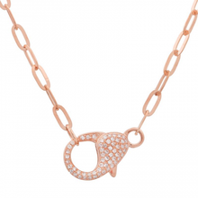 Load image into Gallery viewer, 14K Gold 17 inch Diamond Clasp Necklace
