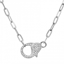 Load image into Gallery viewer, 14K Gold 17 inch Diamond Clasp Necklace
