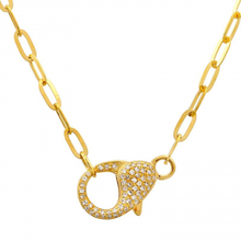 Load image into Gallery viewer, 14K Gold 17 inch Diamond Clasp Necklace
