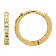 Load image into Gallery viewer, 14K Gold Diamond Mini Round Huggie Earrings 10mm
