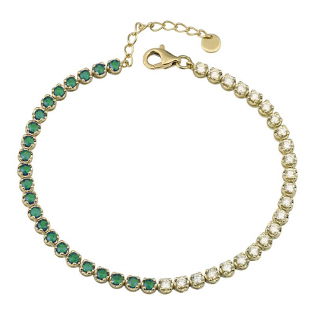 14K Yellow Gold Half Emerald & Diamond Tennis Bracelet