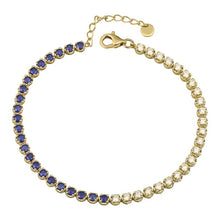 Load image into Gallery viewer, 14k Yellow Gold Half Sapphire &amp; Half Diamond Tennis Bracelet

