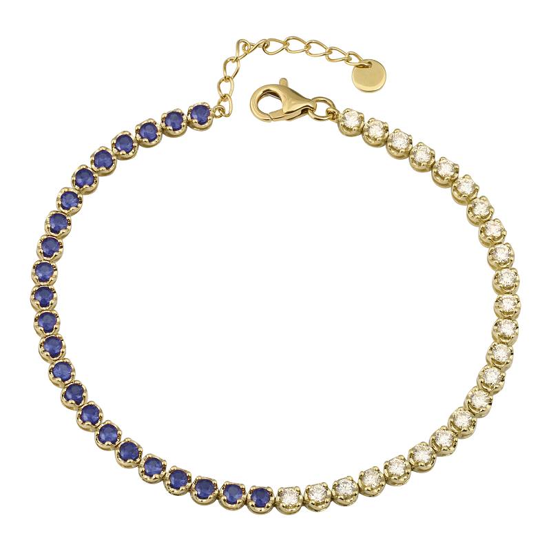 14k Yellow Gold Half Sapphire & Half Diamond Tennis Bracelet