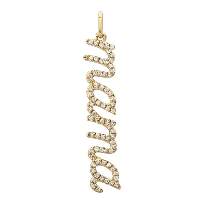14K Yellow Gold Mama Diamond Necklace/ Bracelet Charm