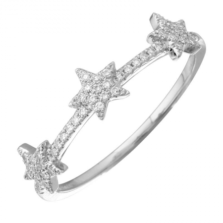 14k White Gold Diamond Star Ring