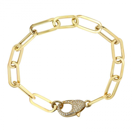 14K Yellow Gold Diamond Big Lobster Clasp Bracelet