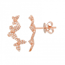 Load image into Gallery viewer, 14K Gold Butterfly Diamond Earrings
