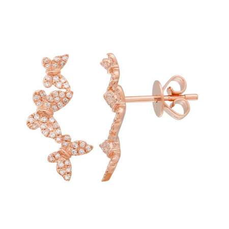 14K Gold Butterfly Diamond Earrings